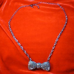 NY Bow tie black rhinestone necklace